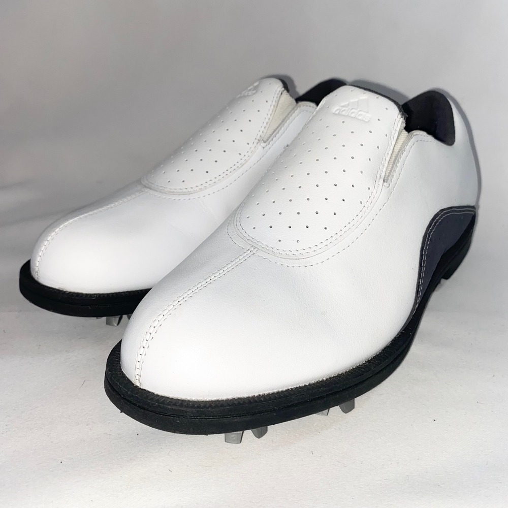 Adidas Slip On Golf Shoes White Grey Cleated Leather 679281‎ Womens Size 6 - Picture 2 of 14